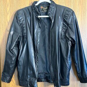 Vintage Reed Sportswear Black Leather Jacket Women’s Medium Zip Front Classic